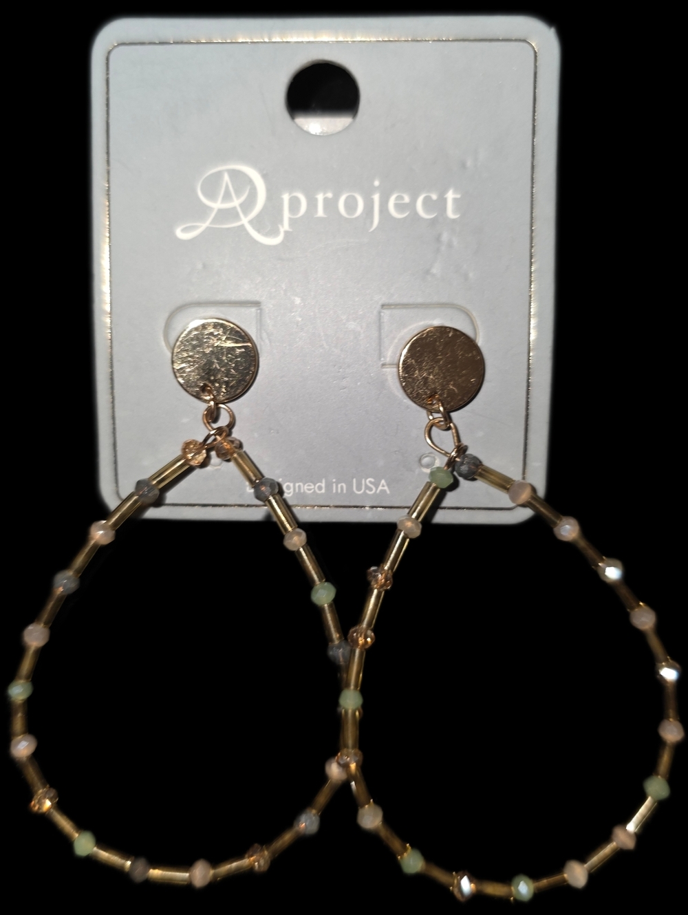 Teardrop Earrings W/Multi-Color Beads